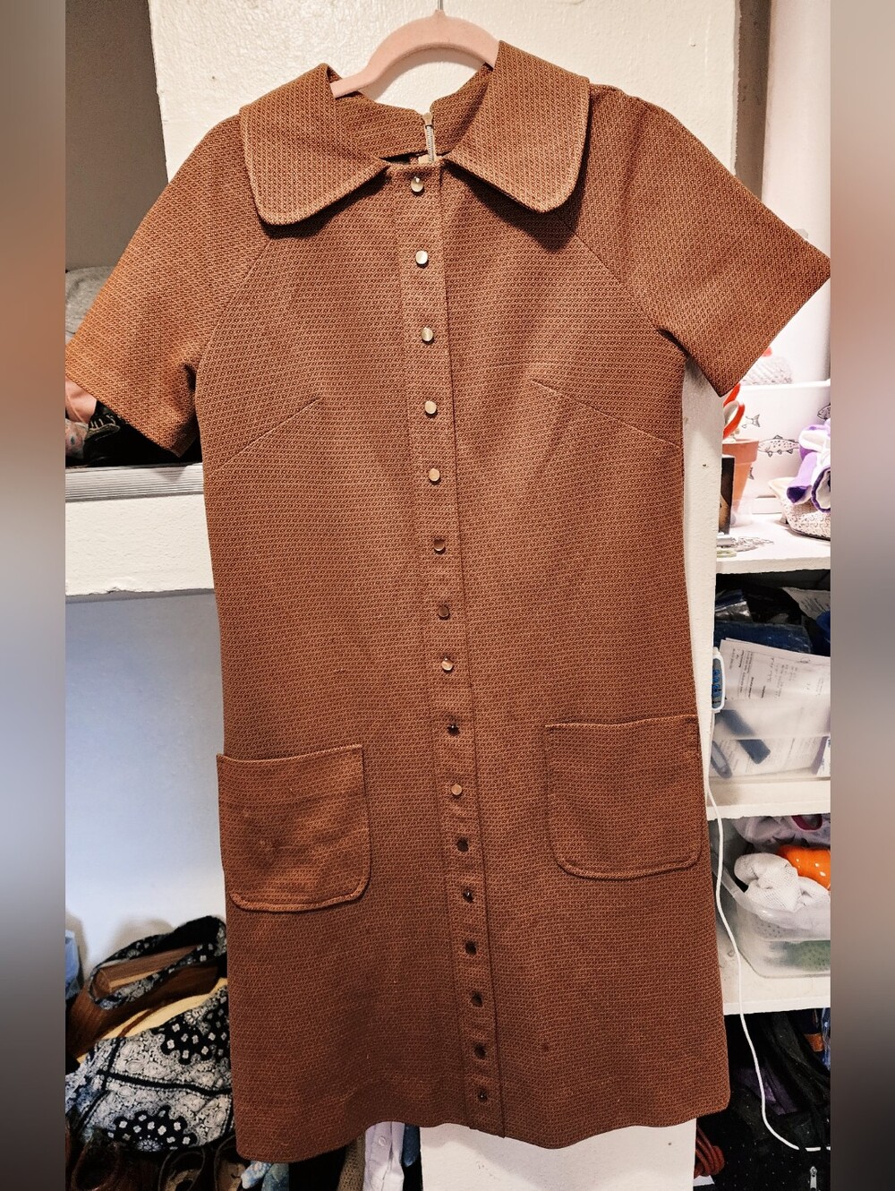 WOMEN'S 50'S/60'S MIDI DRESS - CHESTNUT